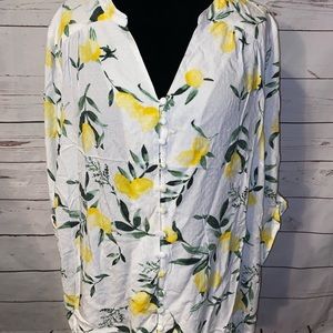 Harper Button Front Blouse - Lemons